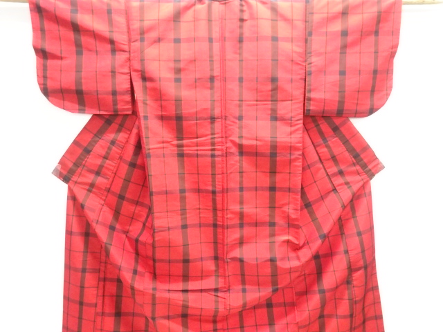JAPANESE KIMONO / ANTIQUE KIMONO / SILK / YONEZAWA TSUMUGI / WOVEN GRID